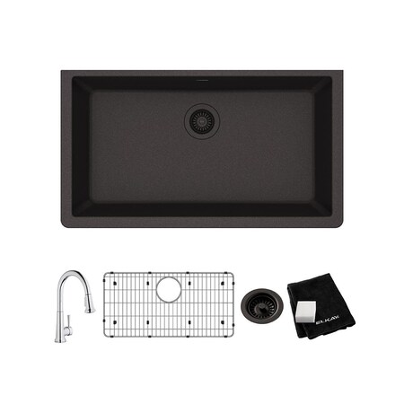 Elkay Sink Kit, Undermount Mount, 0 Hole, Black ELGRU13322BK0FC